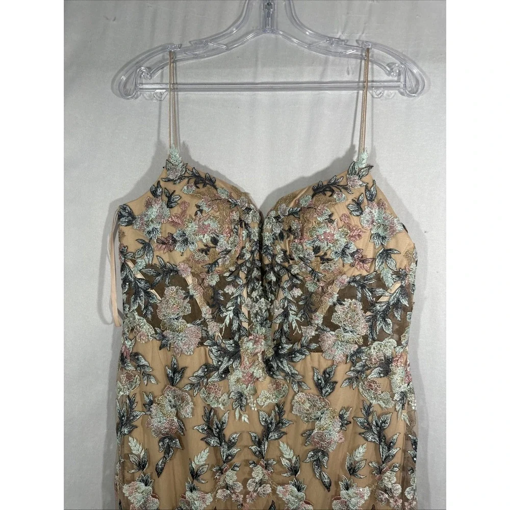 NWT $798 Mac Duggal [ 14 ] 79313 Embroidered Spaghetti Strap Trumpet Gown #J1687 - Picture 10 of 14